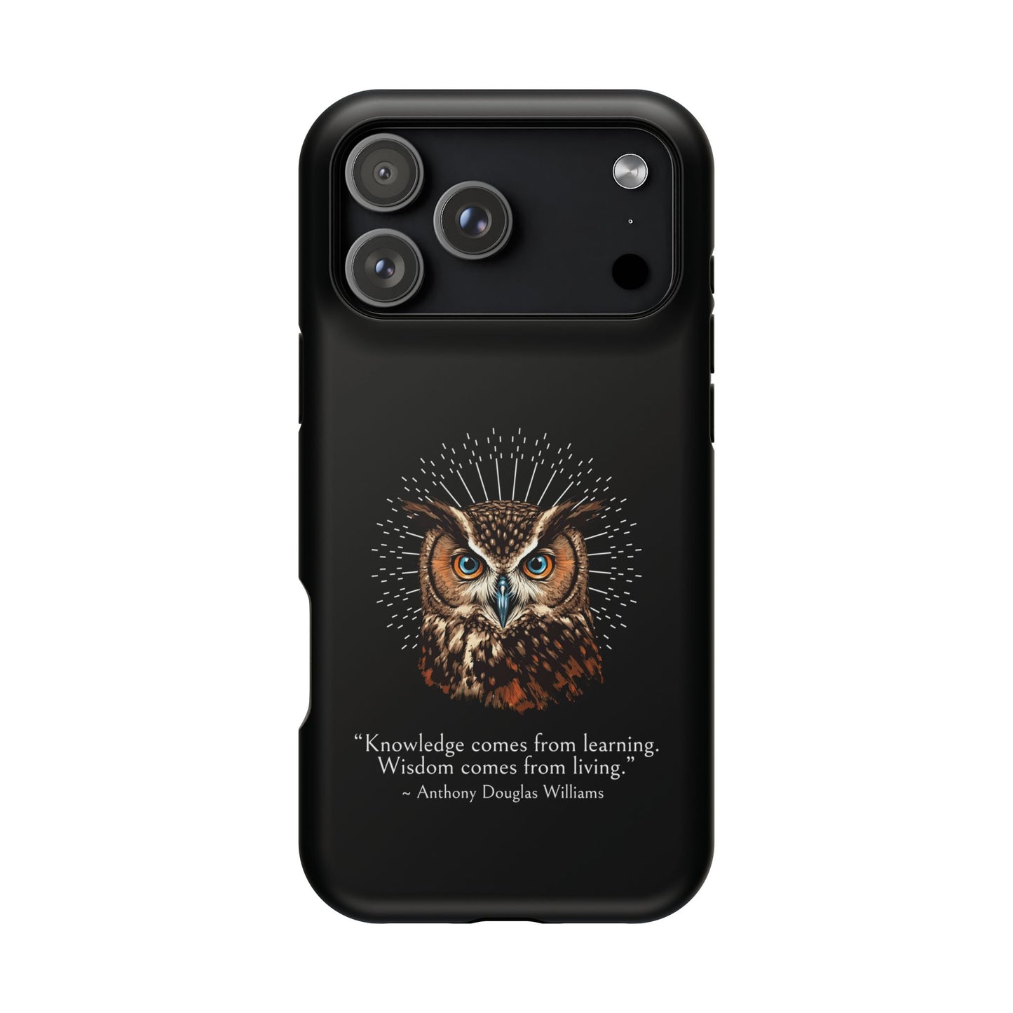 Black Owl Wisdom Impact-Resistant iPhone Case