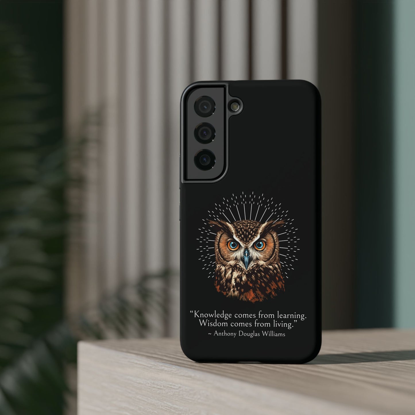 Black Owl Wisdom Impact-Resistant iPhone Case