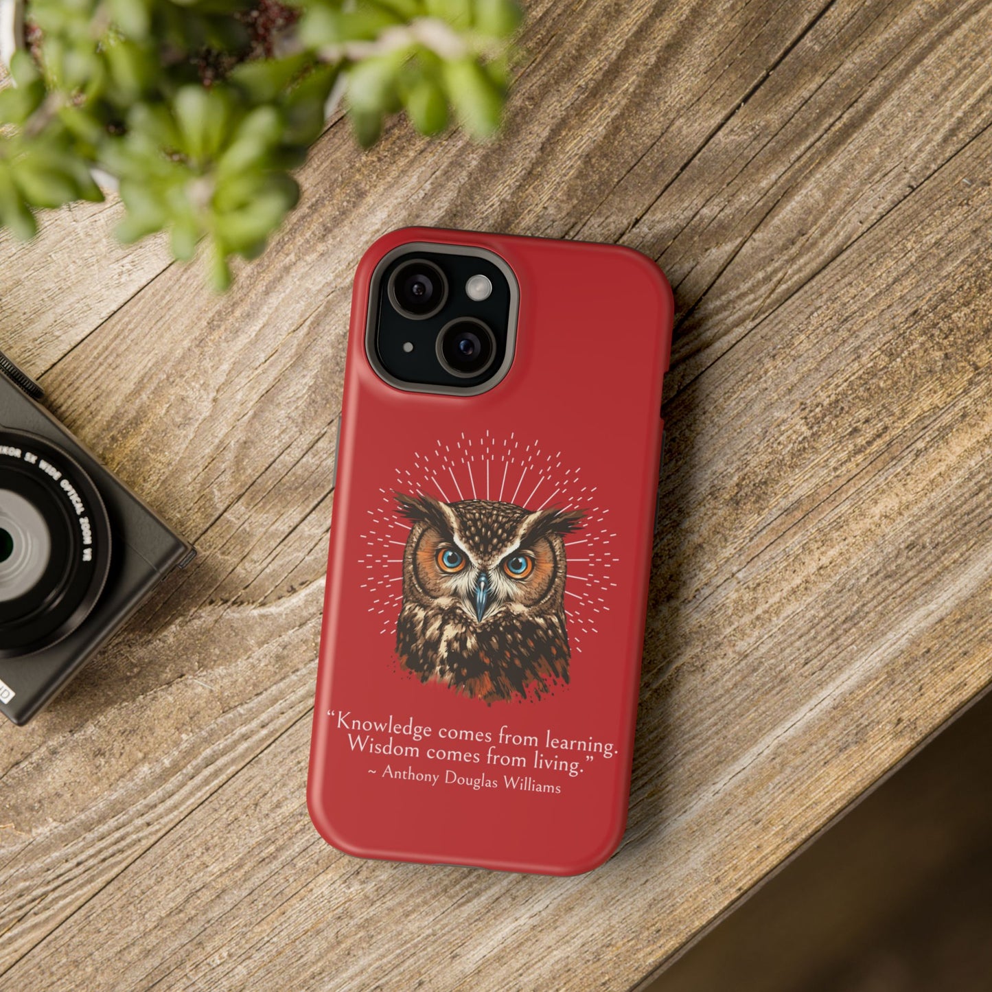 Red Owl Wisdom Impact-Resistant iPhone Case