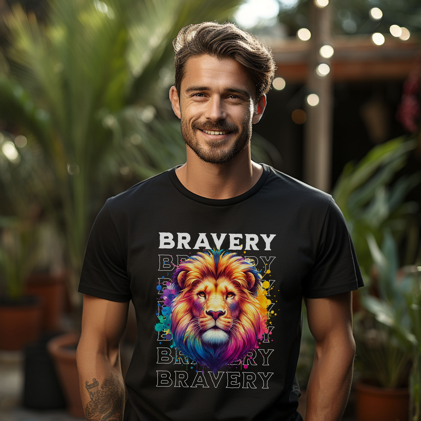 Men's Lion Bravery Short Sleeve T-Shirt