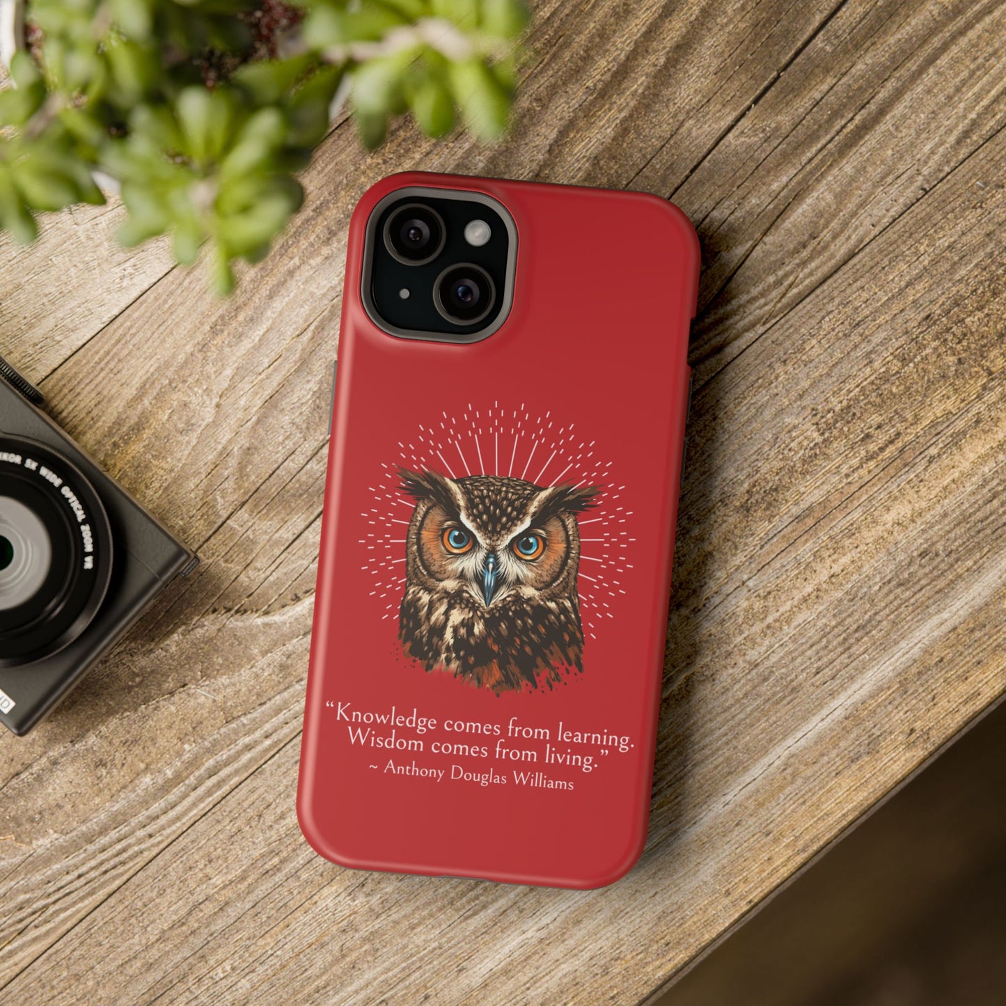 Red Owl Wisdom Impact-Resistant iPhone Case