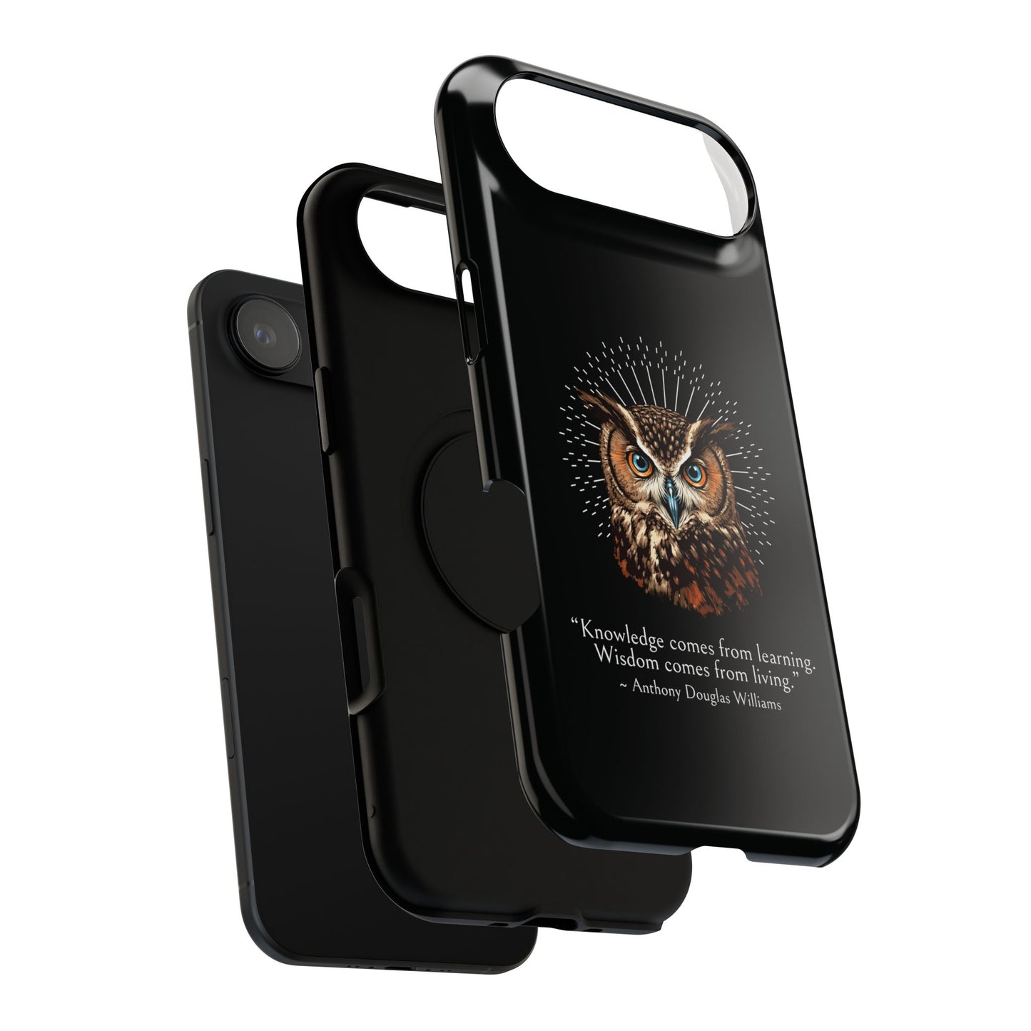 Black Owl Wisdom Impact-Resistant iPhone Case