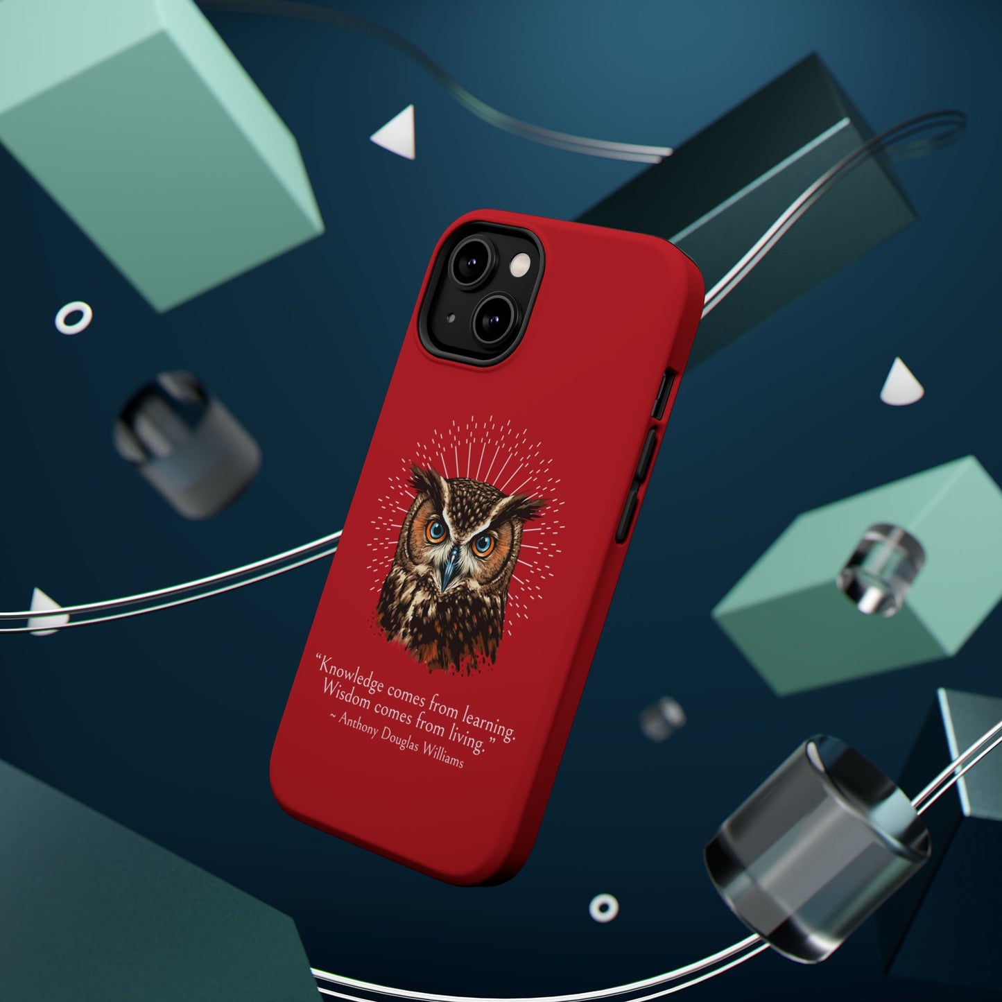 Red Owl Wisdom Impact-Resistant iPhone Case