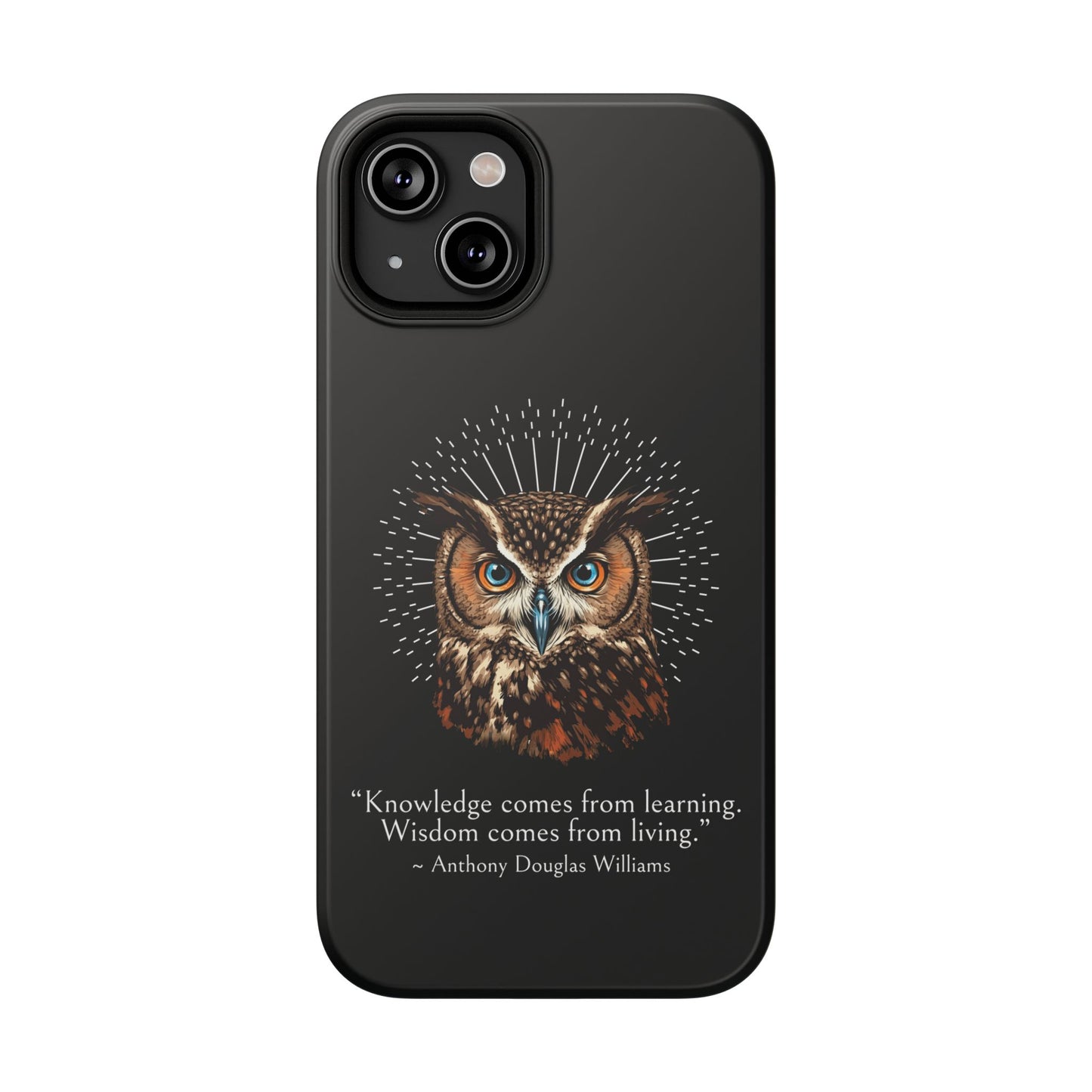 Black Owl Wisdom Impact-Resistant iPhone Case