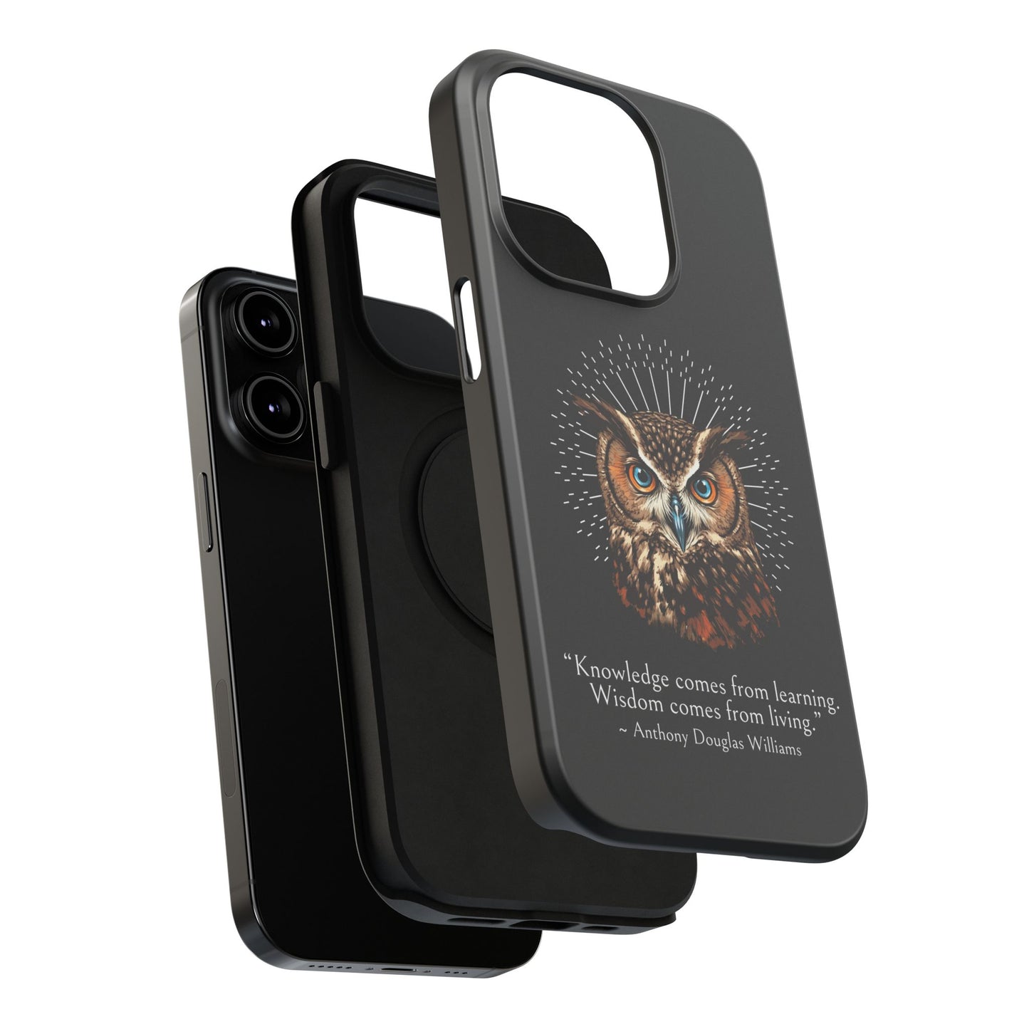 Black Owl Wisdom Impact-Resistant iPhone Case