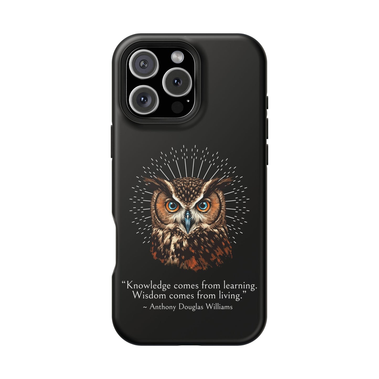 Black Owl Wisdom Impact-Resistant iPhone Case