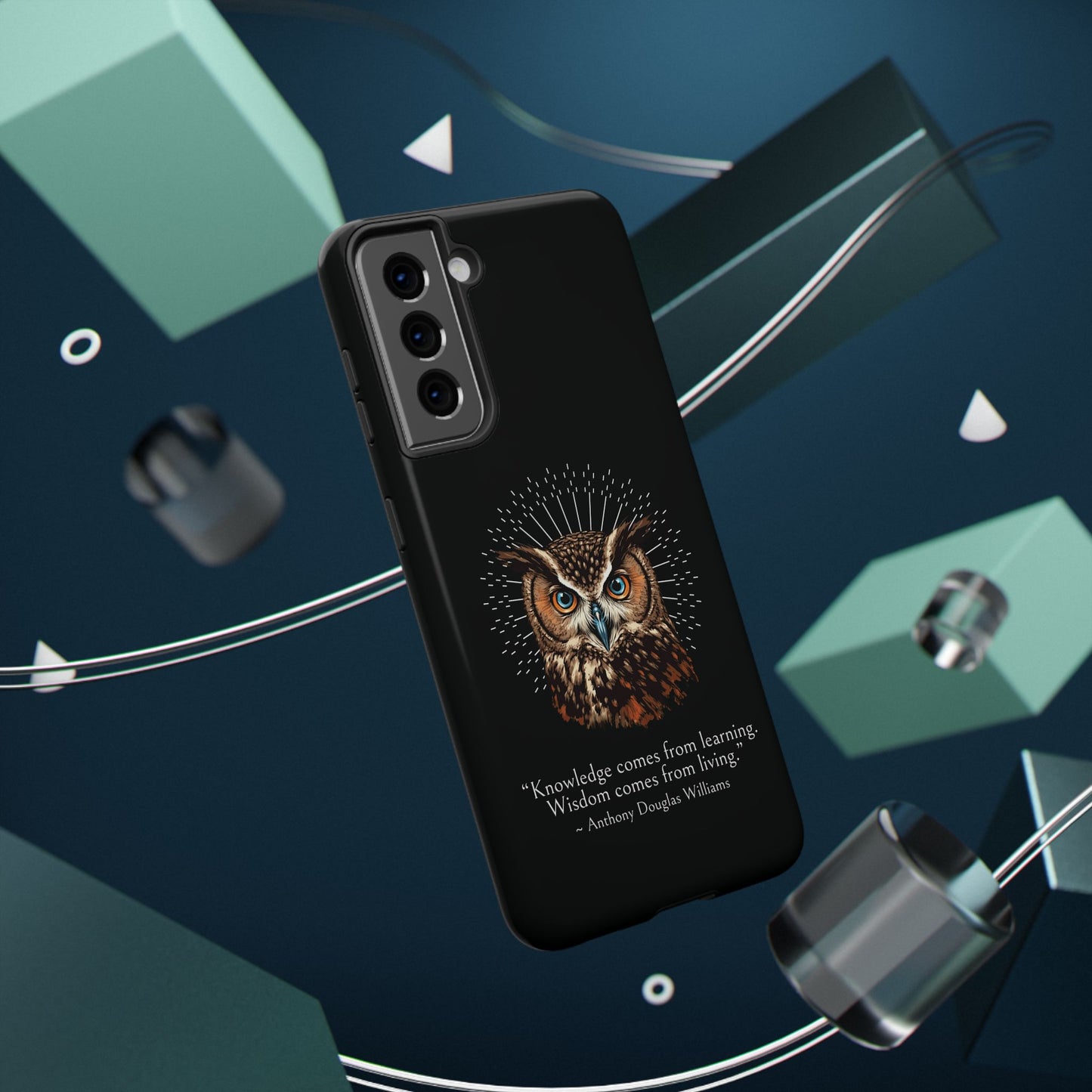 Black Owl Wisdom Impact-Resistant iPhone Case