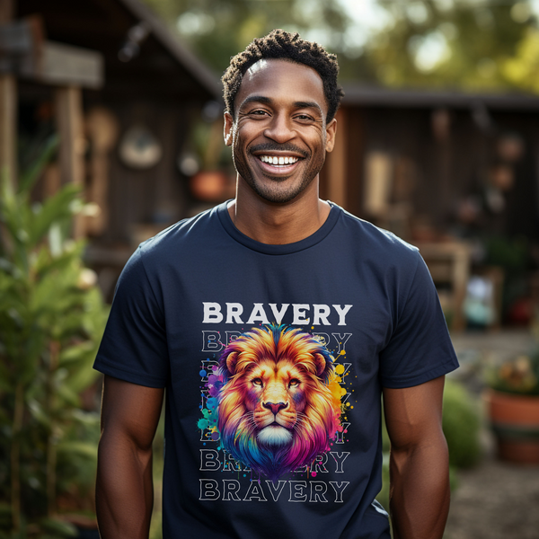 Men's Lion Bravery Shirt Sleeve T-Shirt