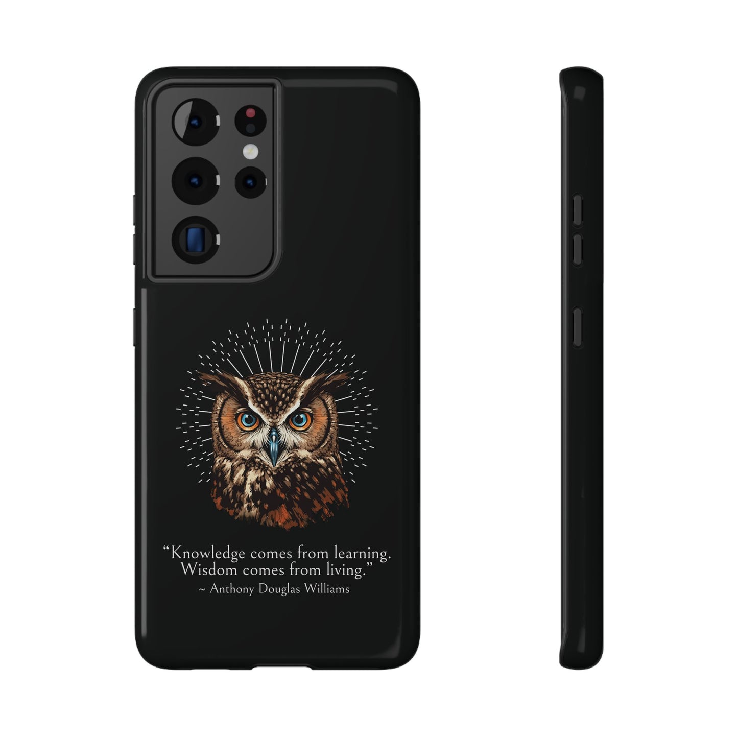 Black Owl Wisdom Impact-Resistant iPhone Case