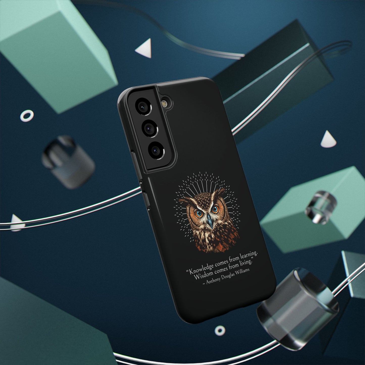 Black Owl Wisdom Impact-Resistant iPhone Case