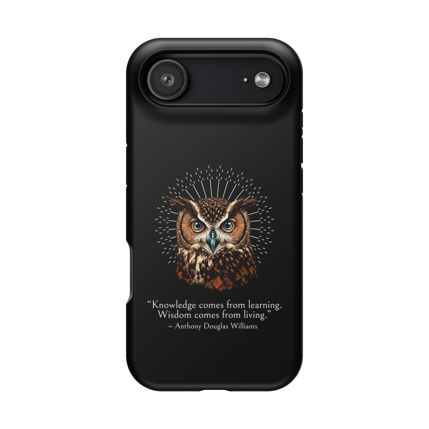 Black Owl Wisdom Impact-Resistant iPhone Case