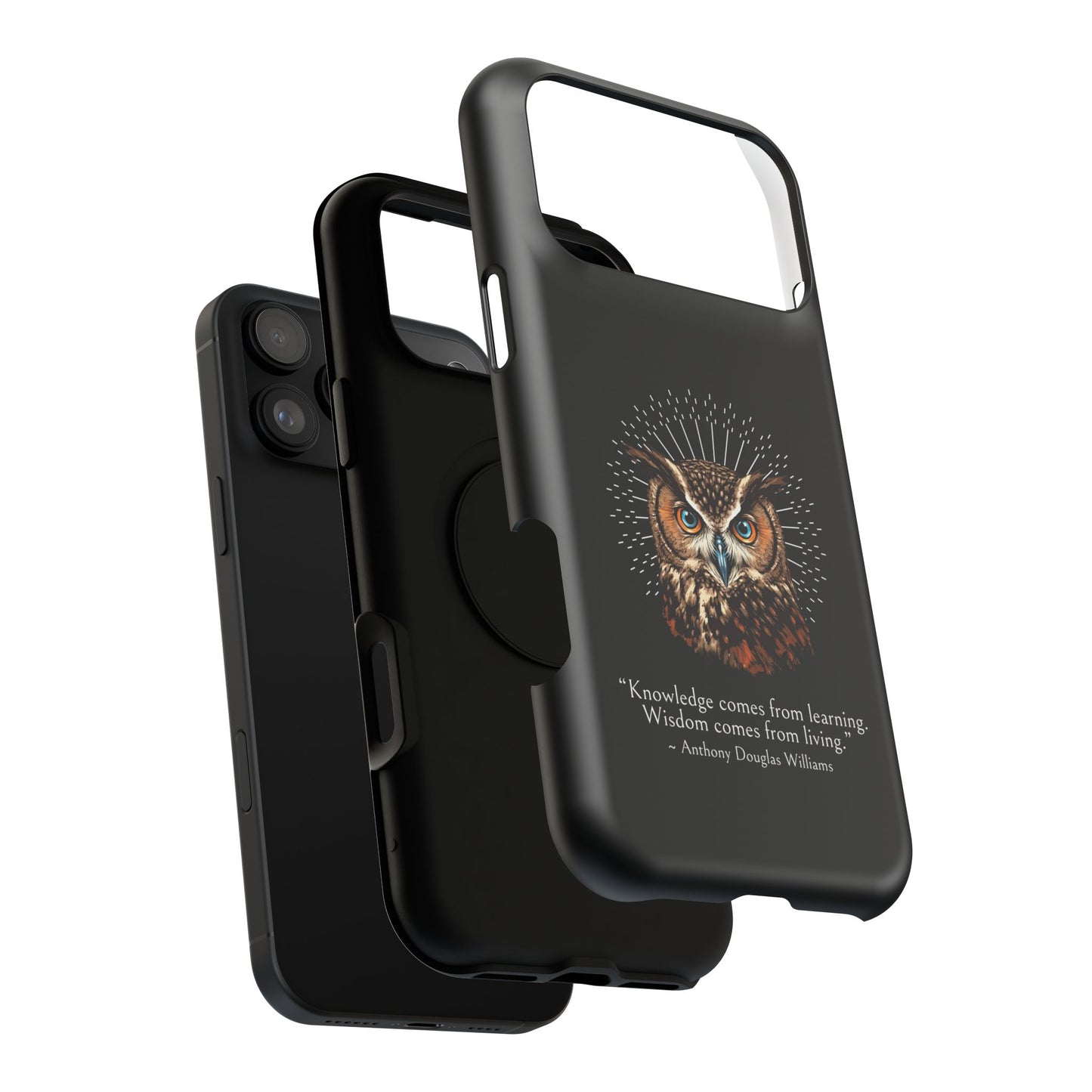 Black Owl Wisdom Impact-Resistant iPhone Case
