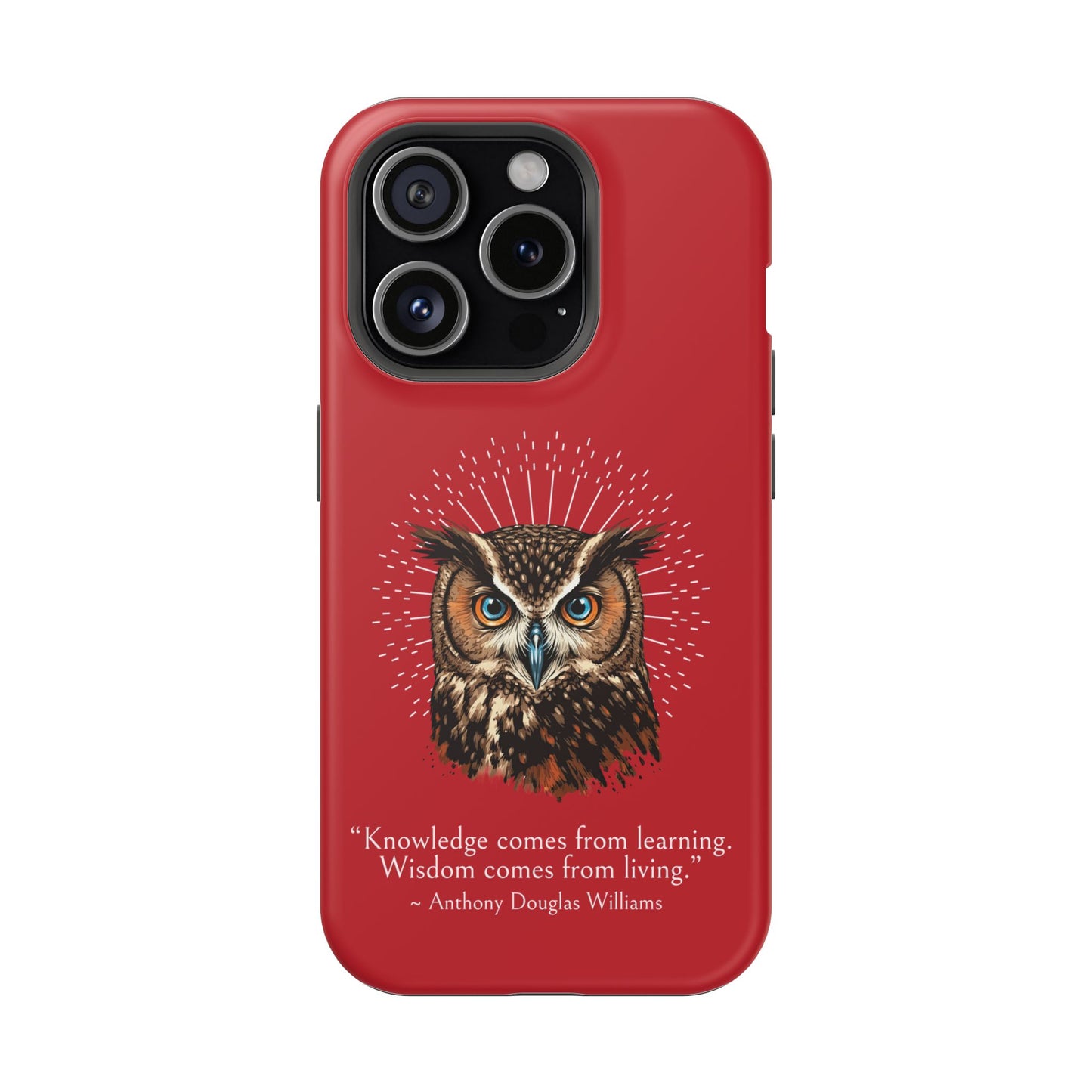 Red Owl Wisdom Impact-Resistant iPhone Case