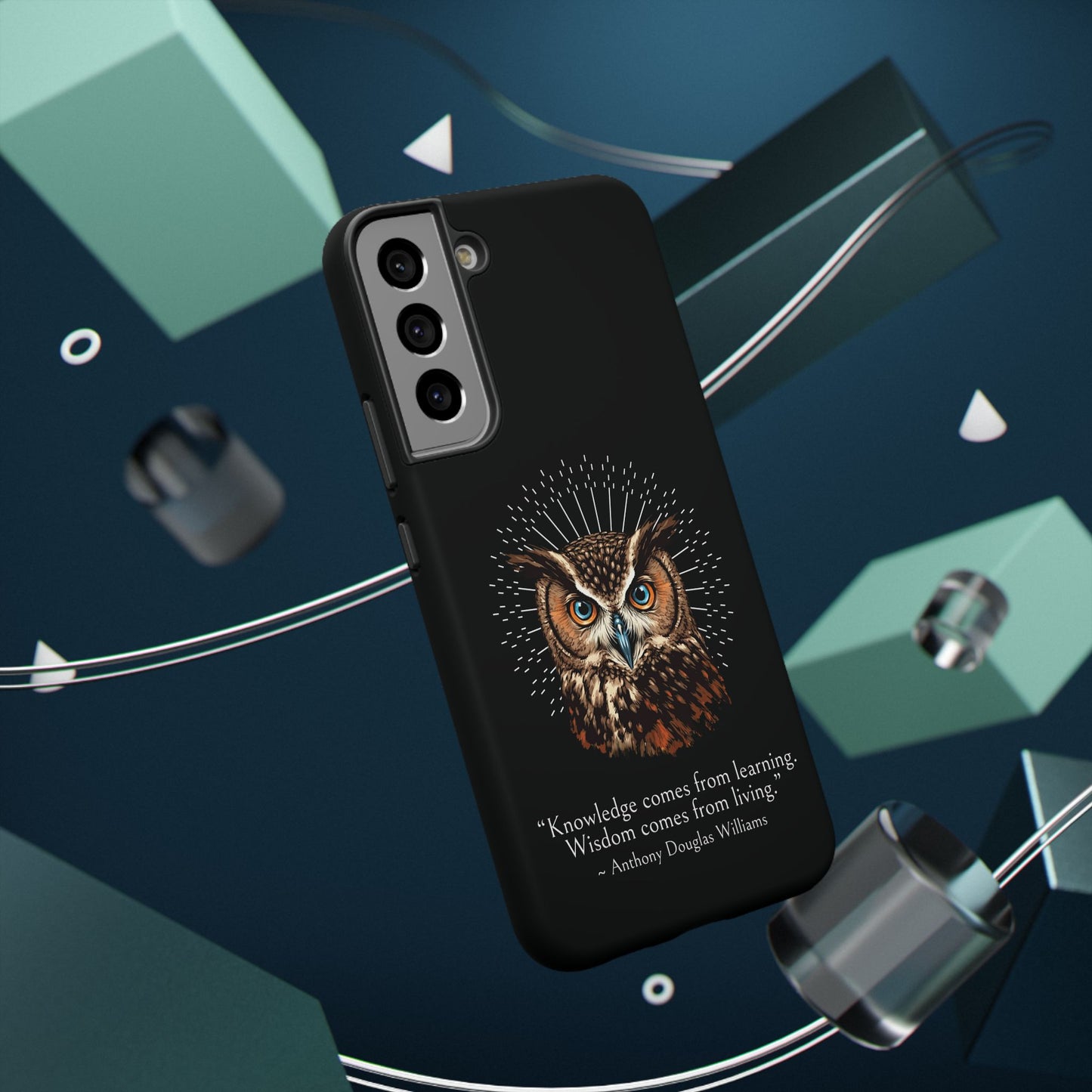 Black Owl Wisdom Impact-Resistant iPhone Case