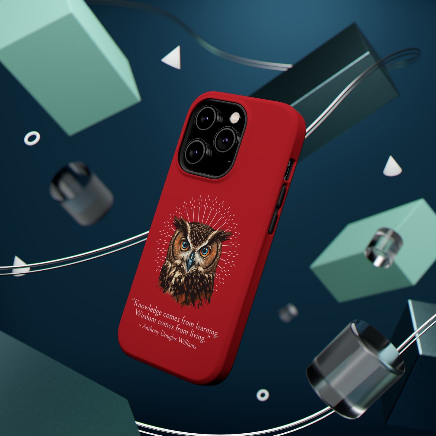 Red Owl Wisdom Impact-Resistant iPhone Case