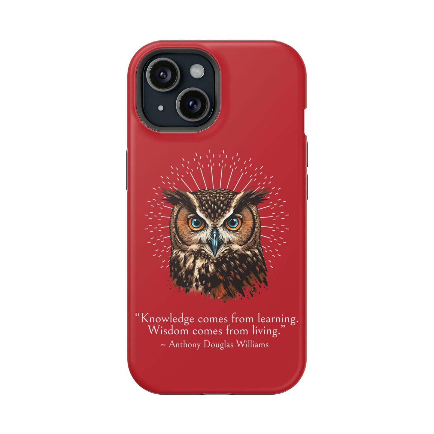 Red Owl Wisdom Impact-Resistant iPhone Case