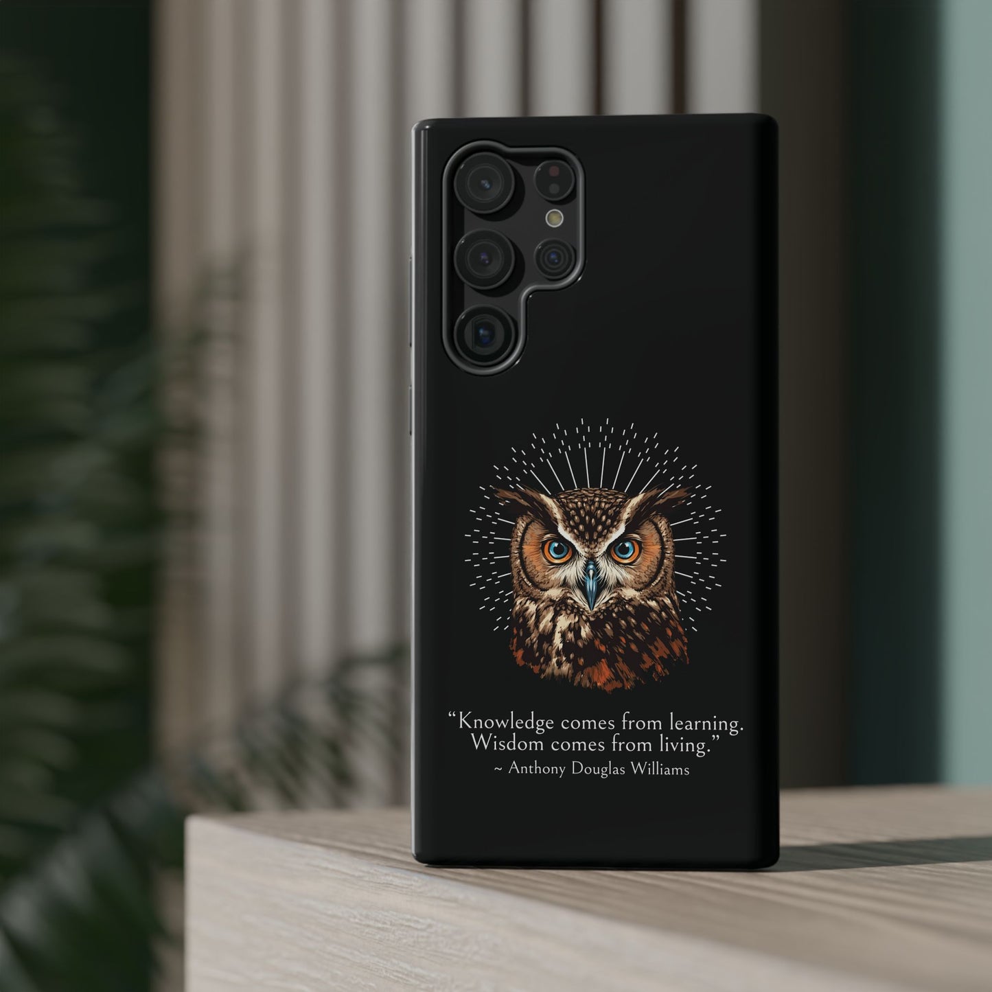 Black Owl Wisdom Impact-Resistant iPhone Case