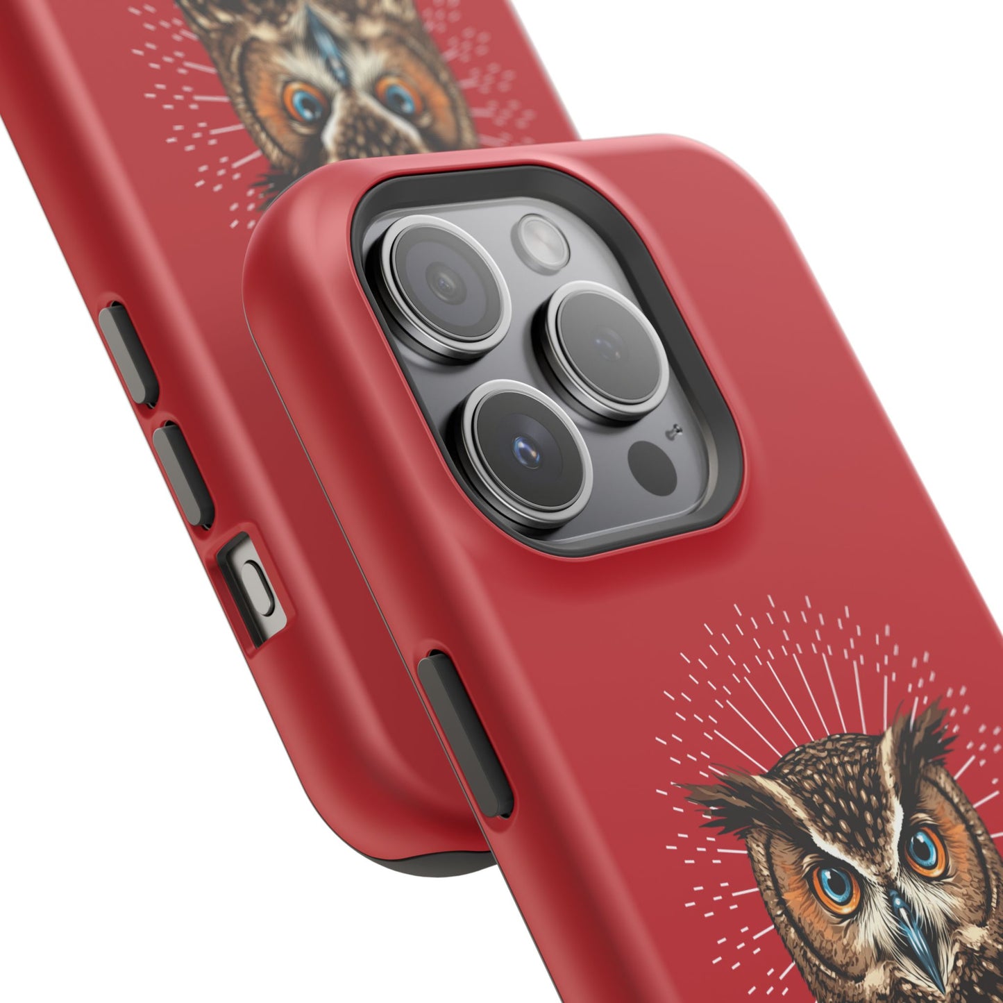 Red Owl Wisdom Impact-Resistant iPhone Case