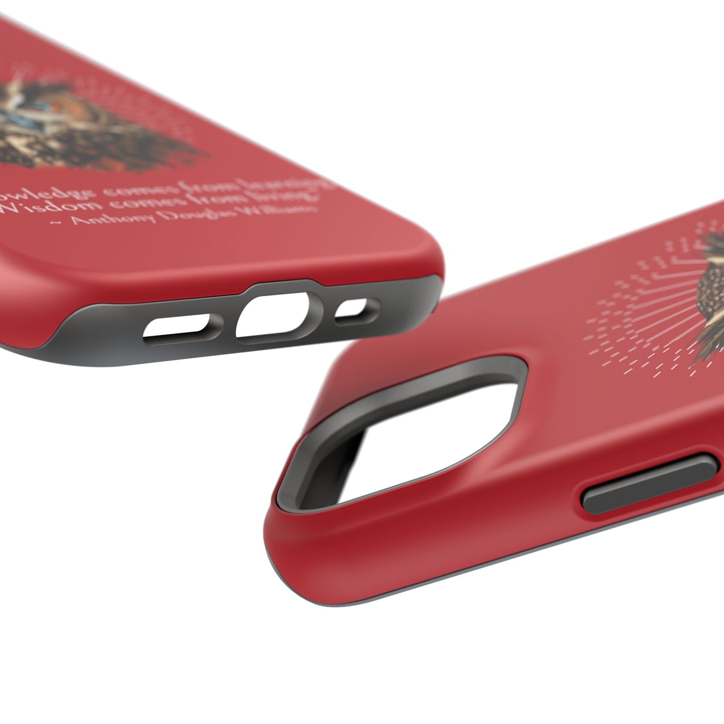 Red Owl Wisdom Impact-Resistant iPhone Case