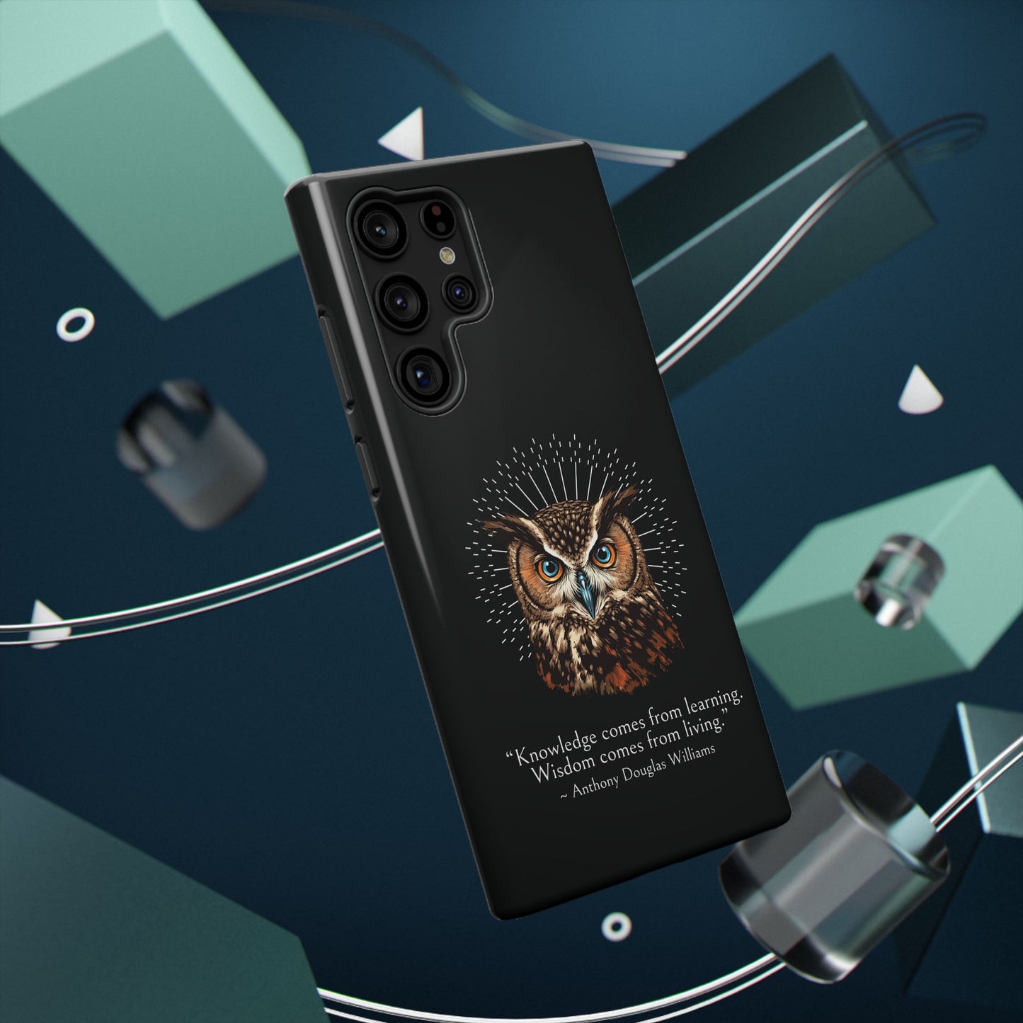 Black Owl Wisdom Impact-Resistant iPhone Case