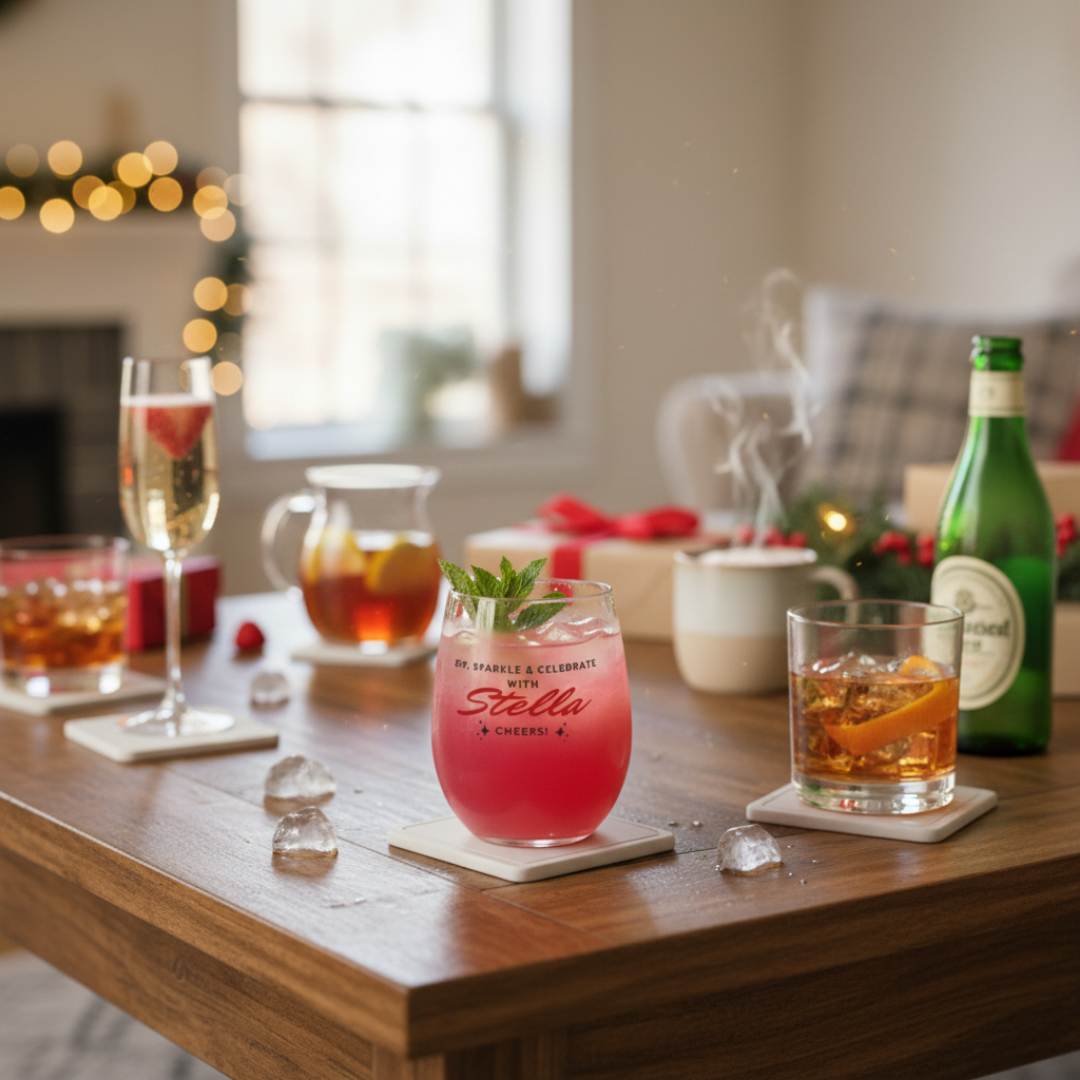 Sip, Sparkle, & Celebrate – Personalized 15 oz Stemless Wine Glass